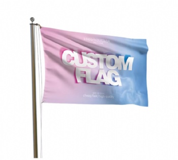 Factory Wholesale Digital Printing 100D Polyester Promotional Round White Logo Custom Flags Banners