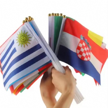 Custom Polyester Small Hand Held Flag With Sublimation Printing 10 Inches Double Sided Waving Hand Flags With logo Custom Print