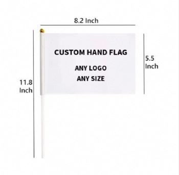 Custom Polyester Small Hand Held Flag With Sublimation Printing 10 Inches Double Sided Waving Hand Flags With logo Custom Print