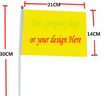 Custom Polyester Small Hand Held Flag With Sublimation Printing 10 Inches Double Sided Waving Hand Flags With logo Custom Print