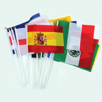 Custom Polyester Small Hand Held Flag With Sublimation Printing 10 Inches Double Sided Waving Hand Flags With logo Custom Print
