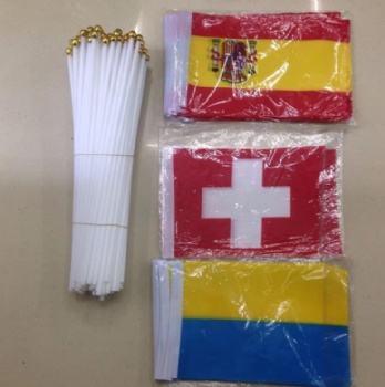 Custom Polyester Small Hand Held Flag With Sublimation Printing 10 Inches Double Sided Waving Hand Flags With logo Custom Print