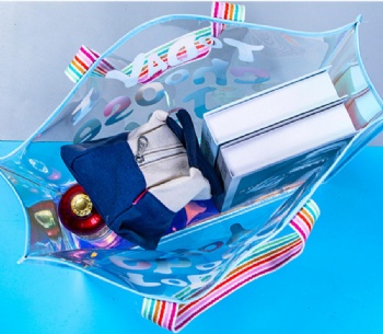 Best Selling Products 2025 Colorful String Handle XL Large Summer Beach Holographic Pvc Tote Shopping Bag
