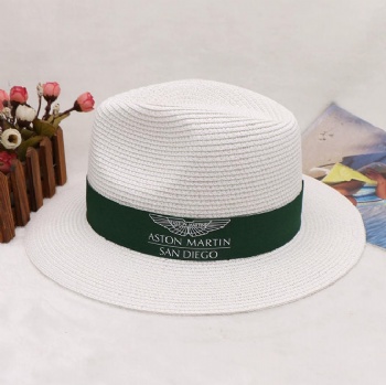 Elegant White OEM Design Custom logo Straw hat for women/lady or Man Fashion Wide Brim Hats Customized logo Panama with Rope