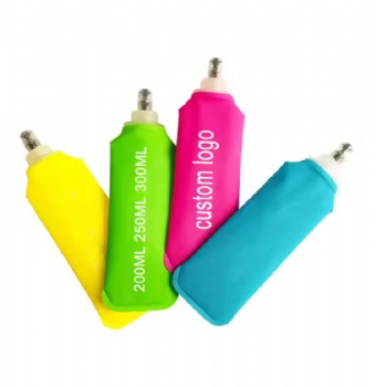 Custom Logo 250ML 300ml Sport Water Bottle White TPU Collapsible Foldable Handheld Soft Flask for Camping Trail Running Camping