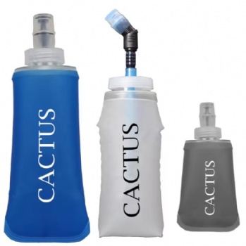 Custom Logo 250ML 300ml Sport Water Bottle White TPU Collapsible Foldable Handheld Soft Flask for Camping Trail Running Camping