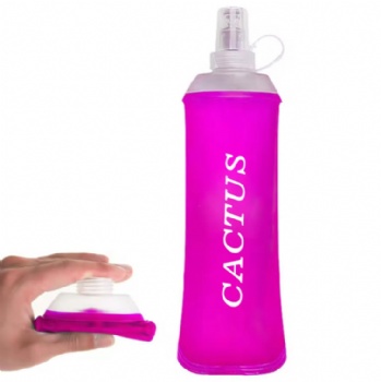 Custom Logo 250ML 300ml Sport Water Bottle White TPU Collapsible Foldable Handheld Soft Flask for Camping Trail Running Camping