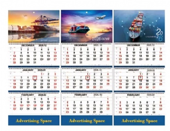 Wholesale 2026 Personal Design Flip Coloful Printing 3 Folds Tier Wall Spiral Calendars 3 Month View Vertical Planning Calendar
