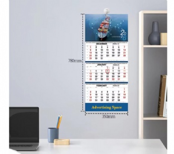 Wholesale 2026 Personal Design Flip Coloful Printing 3 Folds Tier Wall Spiral Calendars 3 Month View Vertical Planning Calendar