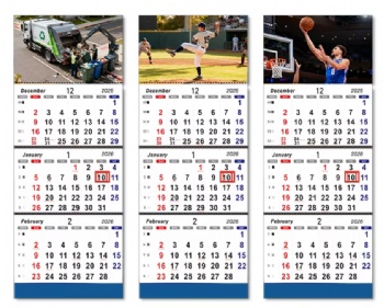 Wholesale 2026 Personal Design Flip Coloful Printing 3 Folds Tier Wall Spiral Calendars 3 Month View Vertical Planning Calendar