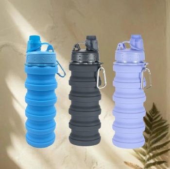 Novelty Silicone Foldable Water Cup Multicolor High Temperature Resistant Sports Water Bottle with Flip Cover