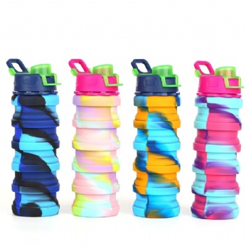Water Foldable Running Kettle Collapsible Silicone Reusable Soft Sport Water Bottle Bpa Free Custom Logo