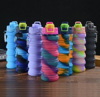 Water Foldable Running Kettle Collapsible Silicone Reusable Soft Sport Water Bottle Bpa Free Custom Logo
