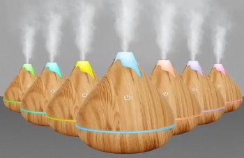 350ML Aromatherapy Essential Oil Diffuser Wood Grain Remote Control Ultrasonic Air Humidifier Cool with 7 Color LED Light