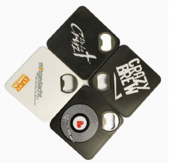 Custom Logo ABS Stainless Steel Magnetic Hard Plastic Beer Opener Coaster Promotional Bottle Opener With Iron Usage Low MOQ