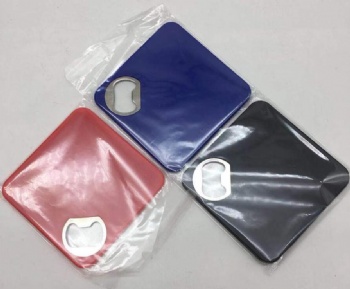 Custom Logo ABS Stainless Steel Magnetic Hard Plastic Beer Opener Coaster Promotional Bottle Opener With Iron Usage Low MOQ