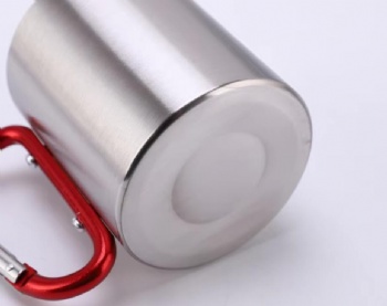 Custom Logo Portable 220ml 300ml Outdoor Camping Travel Stainless Steel Coffee Cup Double Walled Carabiner Mug with Handle