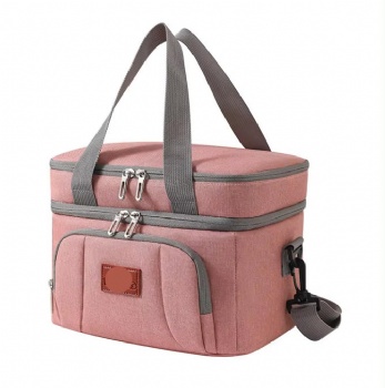 Double Deck Insulated Lunch Box Large Cooler Tote Bag for Adults for Men and Women Made of Durable Polyester
