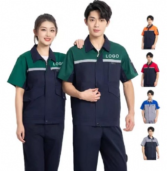 Summer Construction Workwear Cotton Zipper up Shirt Auto Repair Uniform Engineering Uniform Work Shirt for Factory Workshop