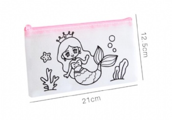 PP Non Woven Wholesale Blank Pouch Bag Custom Kids Painting Coloring Bag Cheap Storage Zipper DIY Kids Pencil Pouch