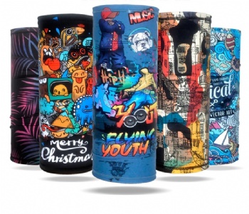 3D Printed Outdoor Sun Protection Neck Gaiter Funny Seamless Bandana Scarf in Polyester for Parties