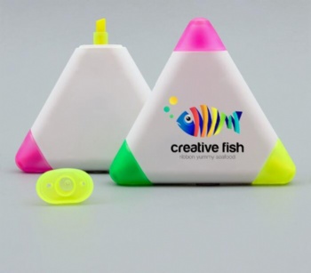 Batch Customized LOGO Mini Triangle Fluorescent Pen Enterprise Stationery Gift Promotion Color Marker Pen