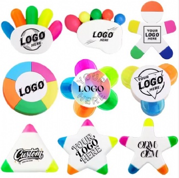 Custom Fluorescent Highlighter 5 Color Cute Flower Highlighter Marker Pens Customized Highlighter with Logo Gift Advertising