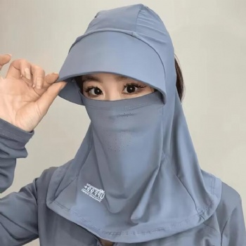Women's Summer Ice Silk UV Protection Face Cover Customizable Sunscreen Hat with Neck Brim for Riding Mask Sun Protection Veil
