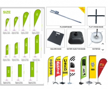 Custom Feather Flagpole Kit and Double Sided Beach Flags Banner Outdoor Custom Printed Feather Flag
