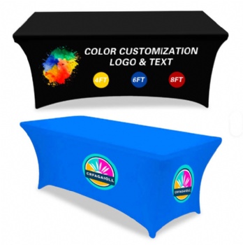Wholesale Custom Table Cover 4FT/5FT/6FT/8FT Stretch Spandex Personalized Table Clothes with Business Logo for Cheap Sale