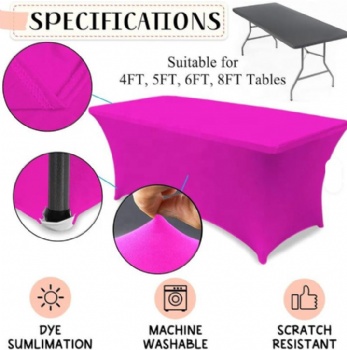 Wholesale Custom Table Cover 4FT/5FT/6FT/8FT Stretch Spandex Personalized Table Clothes with Business Logo for Cheap Sale