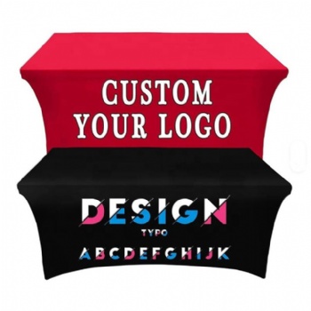 Wholesale Custom Table Cover 4FT/5FT/6FT/8FT Stretch Spandex Personalized Table Clothes with Business Logo for Cheap Sale