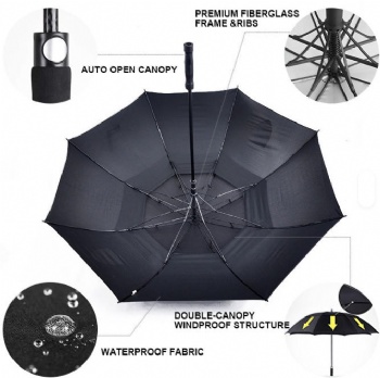 Wholesale 30 Inch Large Windproof logo Prints Big Luxury Promotional Branded Custom Golf Umbrella
