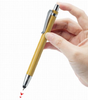 Custom logo Bamboo Pen Promotion Stylus Touch Ballpoint 2in1 Stylus Bamboo Ballpoint Pen