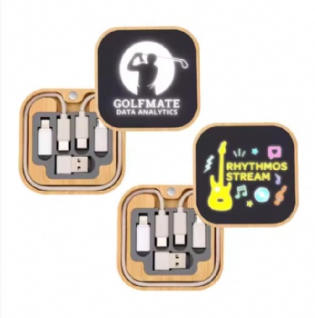 15W Wireless LED Charging Kit 6-in-1 Fast Charging Cable with Luminous Logo Bamboo Material for Camera and Microphone