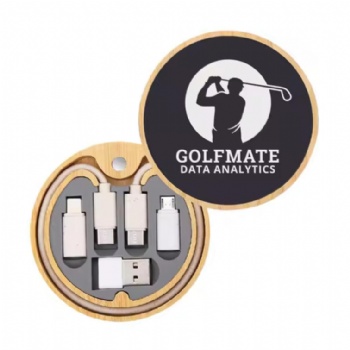 15W Wireless LED Charging Kit 6-in-1 Fast Charging Cable with Luminous Logo Bamboo Material for Camera and Microphone