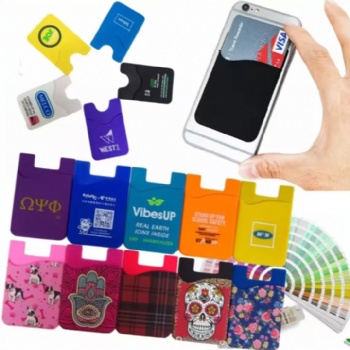 Adhesive Phone Wallet Silicone Phone Card Sticker Card Holder With Custom Printed Logo