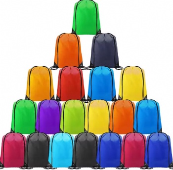 Wholesale Customized 30cm Drawstring Sportpacks Promotional Polyester Nylon Backpack and Shop Bags